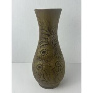 Vintage Holland Mold Ceramic Green Floral Vase MCM Retro Decor